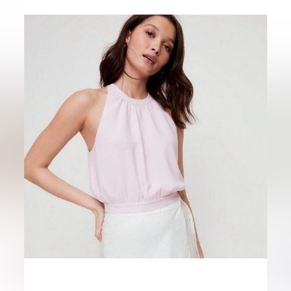 NWT Aritzia Wilfred white halter cropped Patrice blouse S - Picture 2 of 9